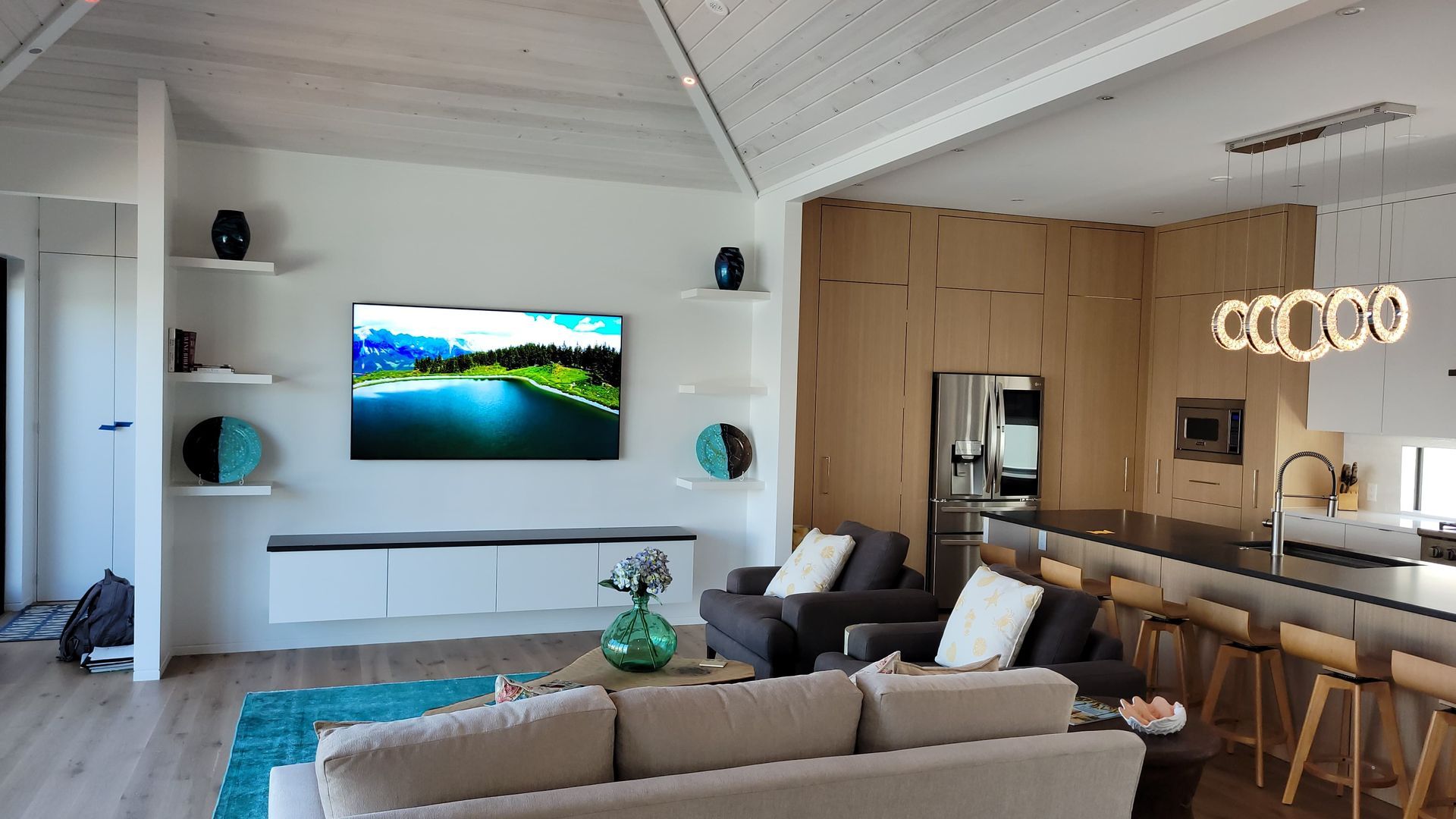 Living room surround sound installation