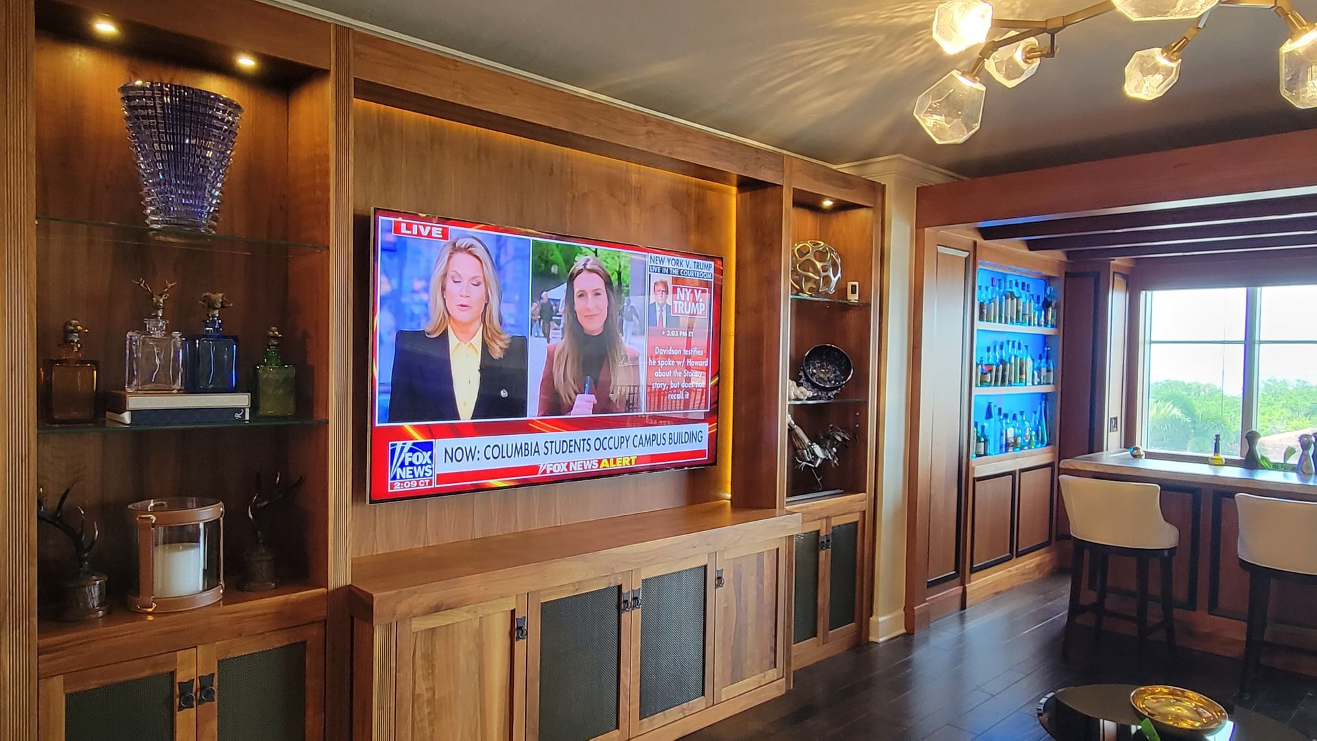 Custom home theater with built-in entertainment center